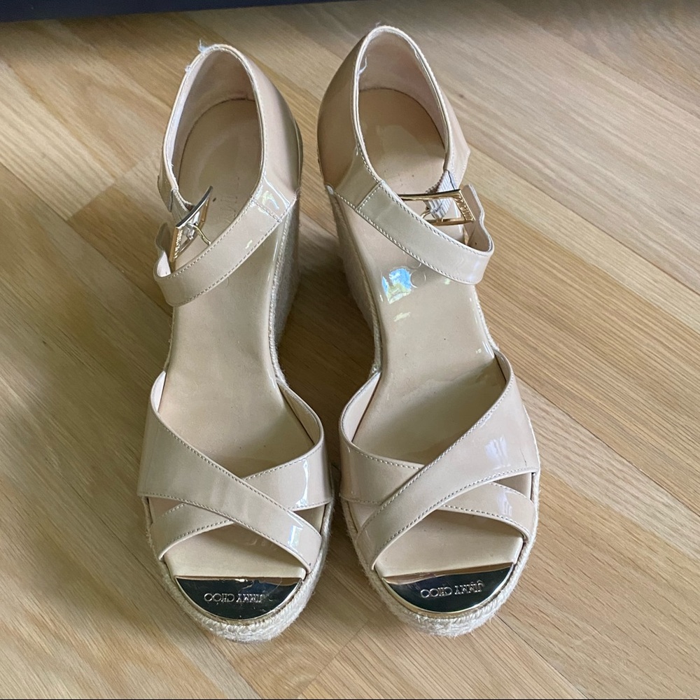 JIMMY CHOO nude wedges